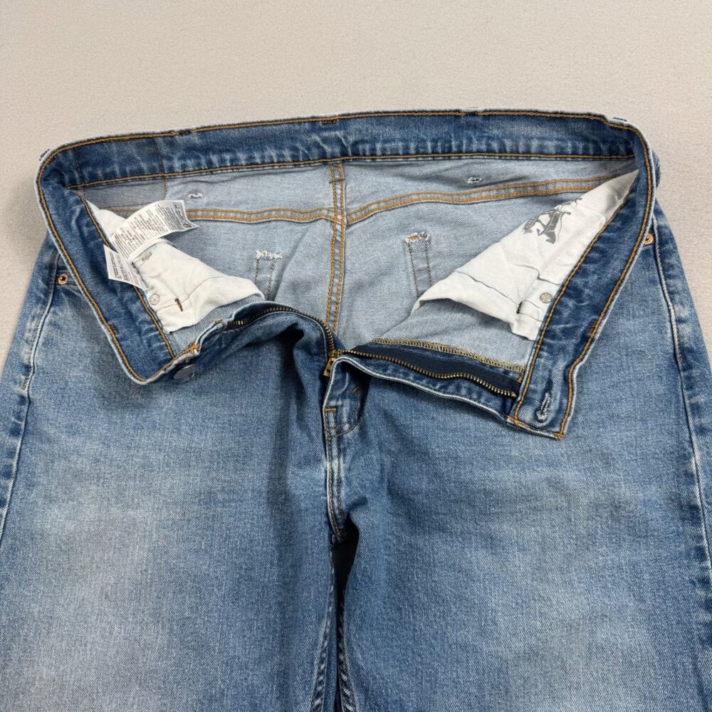 Levis 505 Regular Straight 38x30 Cotton Stretch Medium Wash Denim Blue Jeans Zip - Picture 8 of 16
